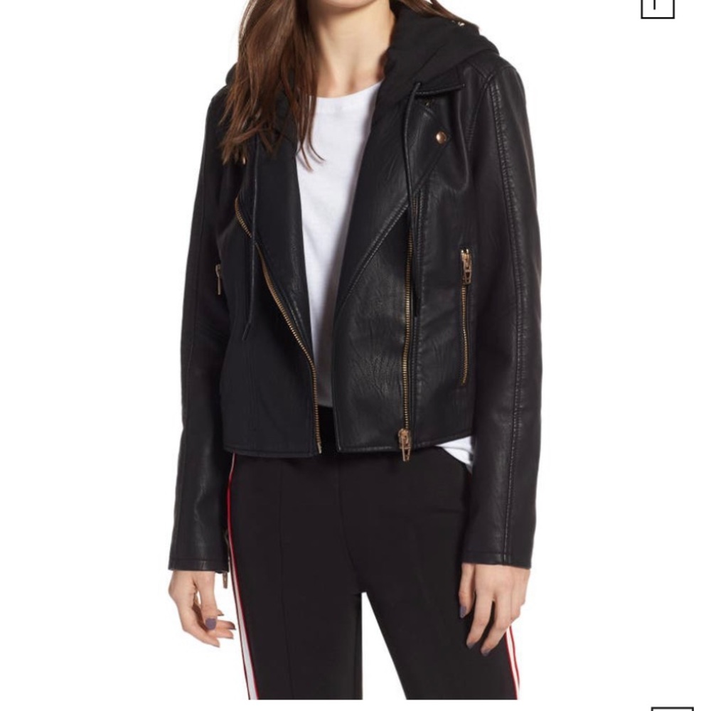 BLANK NYC BLACK faux leather moto jacket, NWT Med